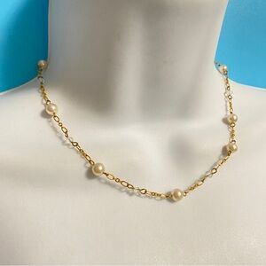 PHD Pearl & Gold Chain Choker Necklace